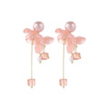Pink Pearl Look Flower and Long Chain Tassel Earrings view 5