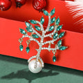 Green Crystal Tree Brooch With White Pearl-Like Drop view 4