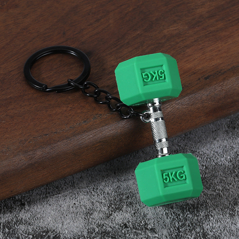 Fitness Barbell and Weight Plate Metal Keychain Gym Bag Charm