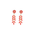 Red Blessing Firecracker Long Dangle Stud Earrings view 5
