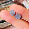 White Gold Round Pavé Cluster Cubic Zirconia Stud Earrings view 3