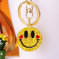 Double Sided Smiley Face Keychains in White and Yellow with Braided Loops view 4