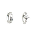 Silver Tone Star Charm And Engraved Hoop Asymmetric Earrings view 5