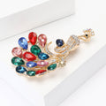 Crystal Peacock Brooch with Fan Tail in Two Colorways view 3