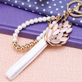 Pearl Wrist Loop Keychains with Angel Daisy Swan and Bear Charms view 3