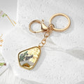 Pressed Flower Irregular Resin Keychains with Gold Tone Clips view 2