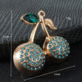 Rhinestone Double Cherry Charm Pendant Gold Tone Five Colors view 3