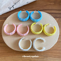 Fabric Wrapped C Hoop Earrings in Four Colors for Everyday Styling view 4