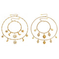 Gold Steel Heart Celestial Multi Charm Necklace Bracelet Set view 5