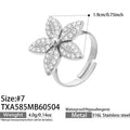 Five Petal Zircon Flower Necklace Bracelet Earring Ring Set view 9