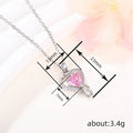 Pink Crystal Heart Pendant Necklace in Silver Tone view 4