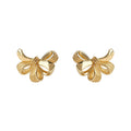 Gold Textured Ribbon Bow Earrings Stud and Clip Styles view 5