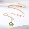 Gold Tone Small Round Enamel Evil Eye Pendant Necklaces view 5