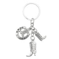 Silver Cowboy Boot Horseshoe Longhorn Western Keychain view 5
