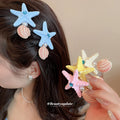 Starfish Shell Pearl Duckbill Hair Clips Four Colors view 1