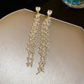Crystal Tassel Earrings in Gold Tone with Two Drop Designs view 7