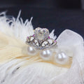 Silver Tone Heart Crown Ring With Pink Accent Stones view 4