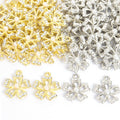 Rhinestone Five Petal Flower Charms in Gold and Silver Tones view 4