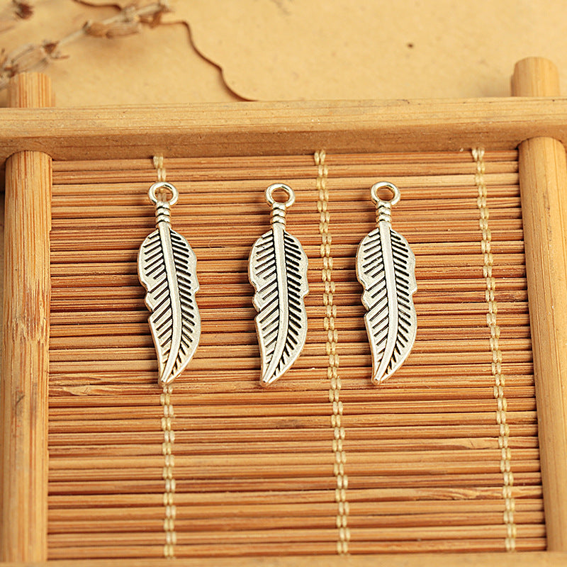 Alloy Feather Dreamcatcher Wing Charm Pendant 30x8mm