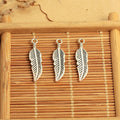 Slim Feather Metal Charm Pendant in 3 Finishes for Jewelry Making view 4