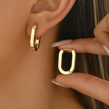 Rounded U Hoop Earrings in Gold and Silver Tones Polished Metal Jewelry