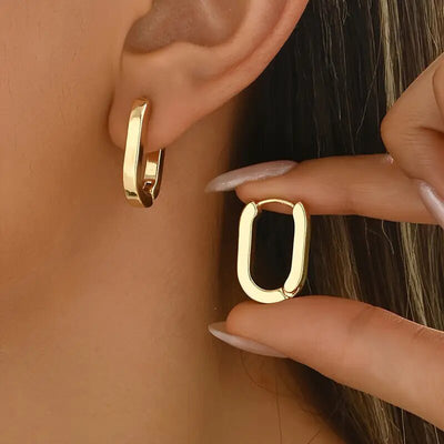 Rounded U Hoop Earrings front product view