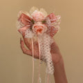 Fabric Rose Satin Bow Lace Pearl Hair Clips Two Colors view 4