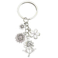 Antique Silver Sunflower and Cherry Blossom Charm Keychain view 5