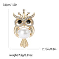 Owl Crystal Brooch With Large Pearl Body in Two Tones view 6