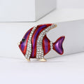 Striped Tropical Fish Enamel Brooch in Green Yellow or Red Purple view 3