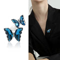 Stacked Double Butterfly Brooch With Pearl in Blue or Purple view 3