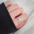 Silver U-Shape Cross Baguette Pave Finger Ring Sizes 6-10 view 3