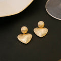 Ribbed Heart Gold and Silver Statement Stud Earrings view 6