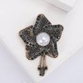 Pearl Center Pinwheel Flower Brooch in Green Black or Blue Pink view 6