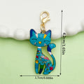 Colorful Patterned Cat Metal Charms With Lobster Clasps, 7 Styles view 8