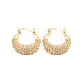 Pave Crystal Wide Hoop Earrings in Silver and Gold Tones view 5
