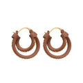 Layered Round Huggie Earrings In White And Brown Jewelry view 5