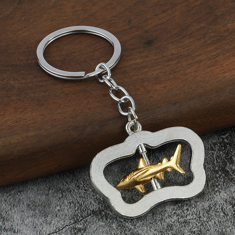 Rotating Ocean Theme Metal Keychain Pendant for Bag and Car Keys