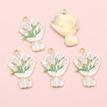 Floral Bouquet Enamel Alloy Charms in Pink and Red view 4