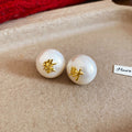 White and Red Fortune Character Disc Stud Earrings view 6