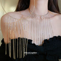Long Fringe Collar Necklace with Graduated Chain Tassels view 1