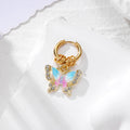 Gold Hoop Rhinestone Butterfly Charm Earrings 4 Colors view 5