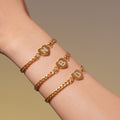 Heart Initial Zircon Cuban Necklace Bracelet Gold Steel view 4
