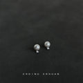 White Glass Pearl Stud Earrings Mini Clear Crystal Accent view 4
