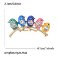 Five Colorful Birds on Branch Enamel Brooch in Three Finishes view 4