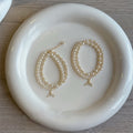 Three Mixed Pearl Like Bracelets With Tail Cluster Or Oval Center view 2