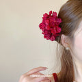 Deep Red Fabric Flower Cluster Hair Pin Stick Style view 3