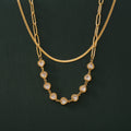 Gold Heart Zircon Paperclip Necklace And Herringbone Snake Chain view 2