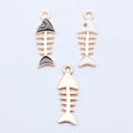 Cat and Fishbone Enamel Charms in White and Black Colorways view 2
