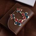 Colorful Enamel Look Bow Cascade Gold Tone Long Stud Earrings view 4